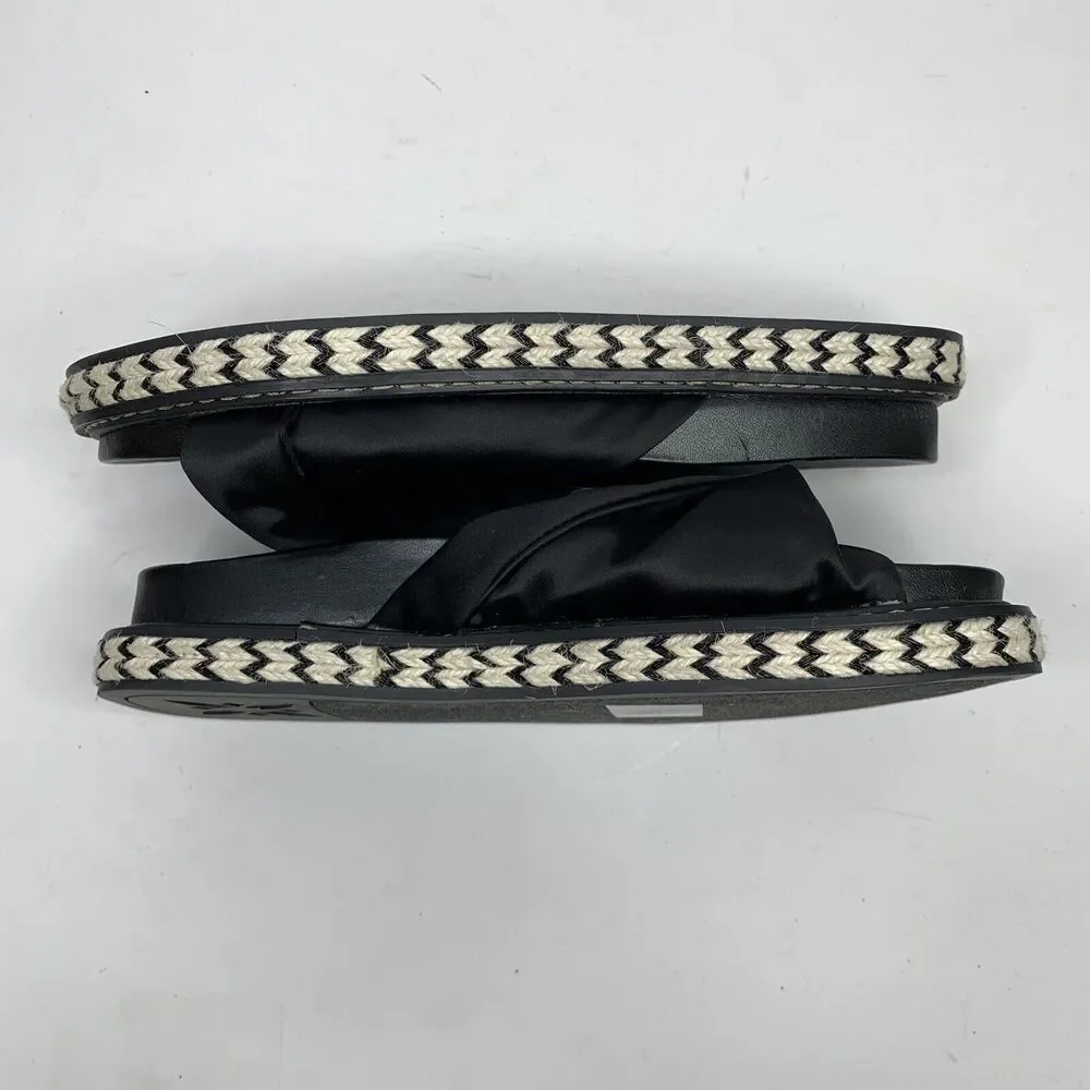 BCBGeneration Size‎ 6 Sandals Slides Essina Knotted Black Round Toe Flat Women’s